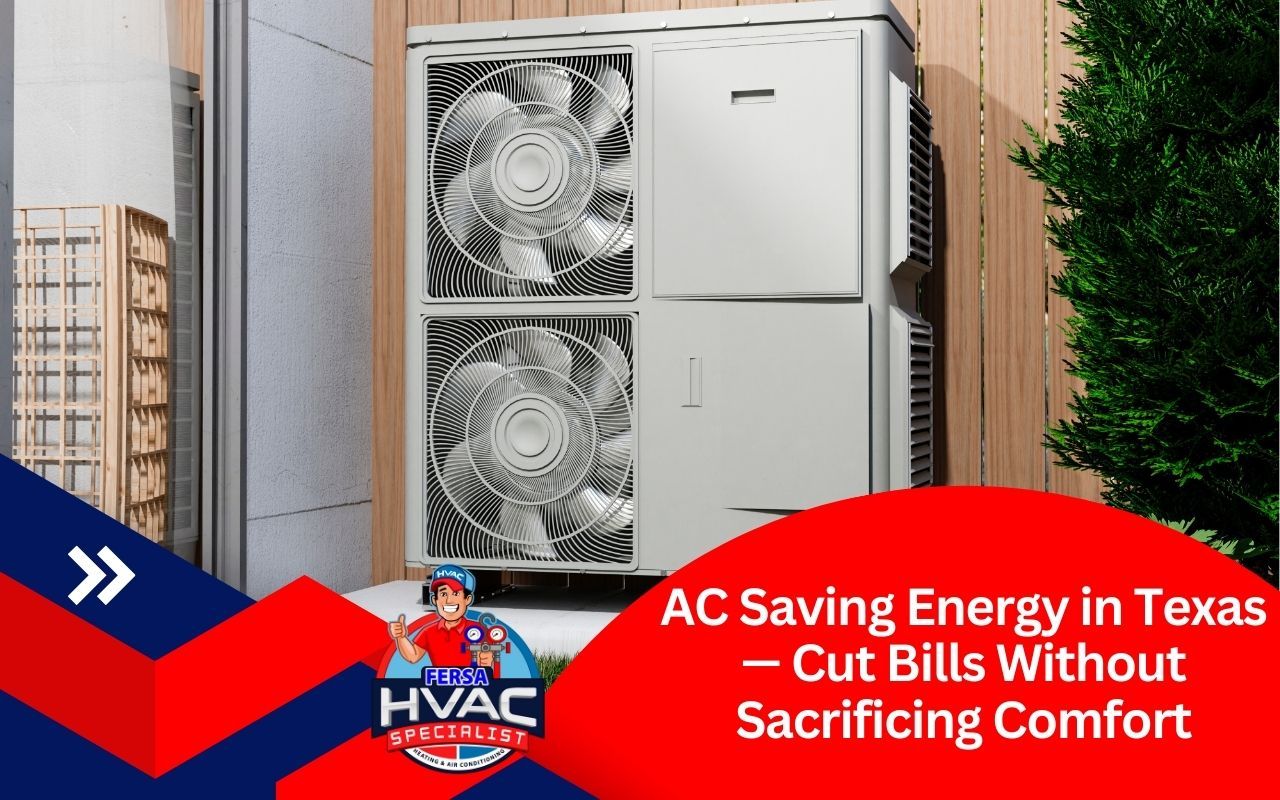 Modern, high-efficiency AC unit installed in a Texas backyard