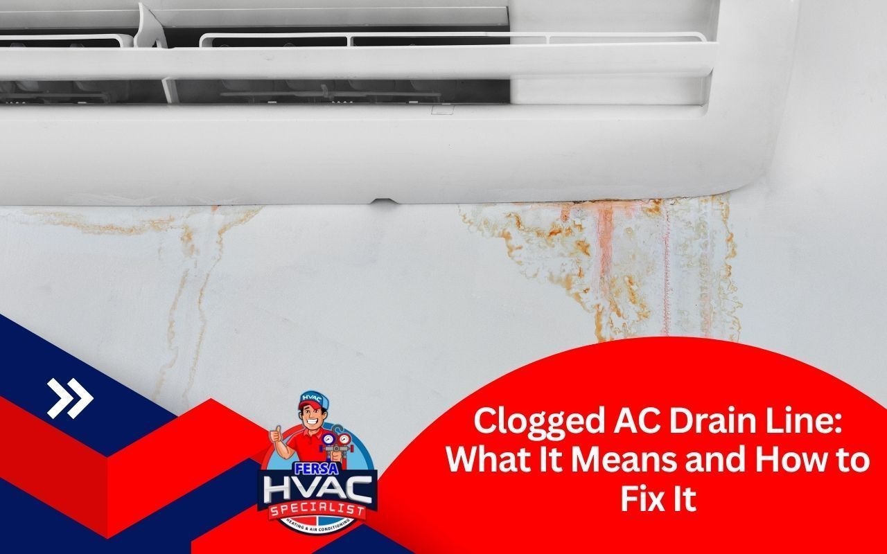 Wall stained by water leakage from indoor air conditioning unit