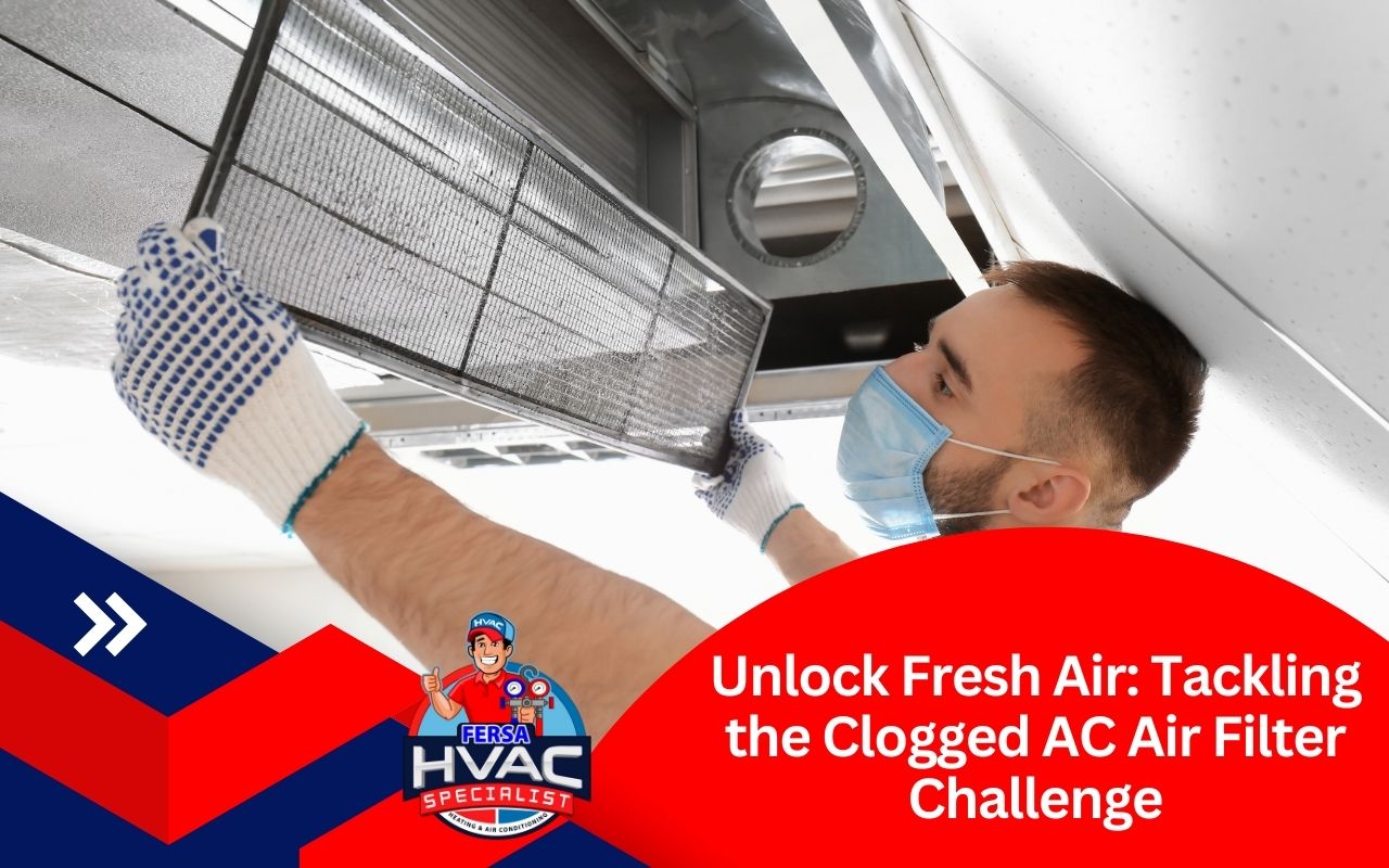 Dirty AC air filter restricting airflow and reducing HVAC efficiency
