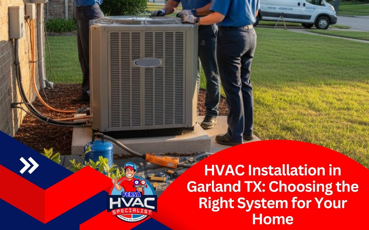Professional HVAC installation in Garland TX outdoor condenser
