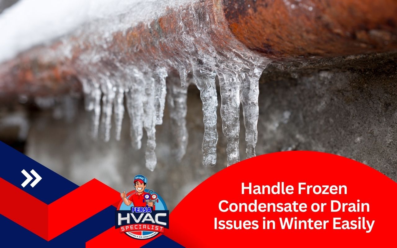 Dallas home protected from Frozen Condensate or Drain Issues in Winter with proper HVAC drain care.