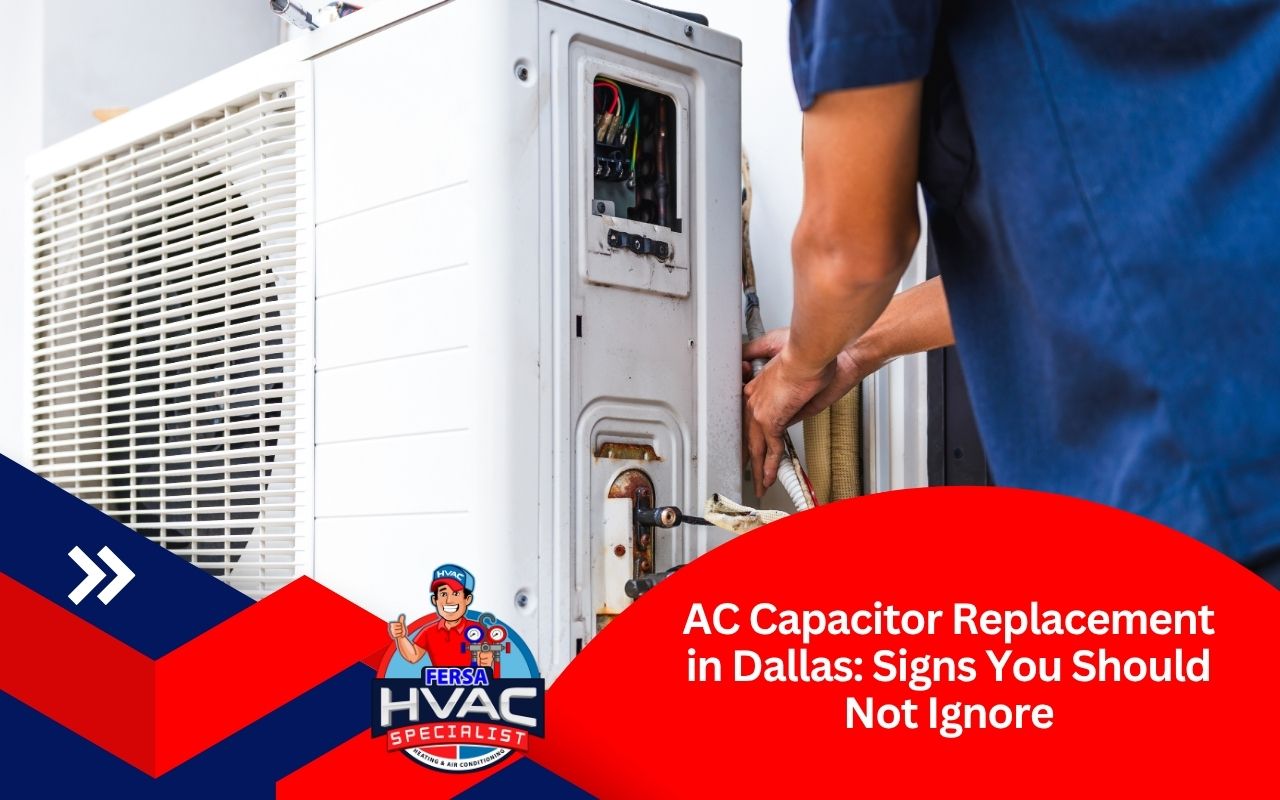 AC capacitor replacement in Dallas for an air conditioner showing warning signs