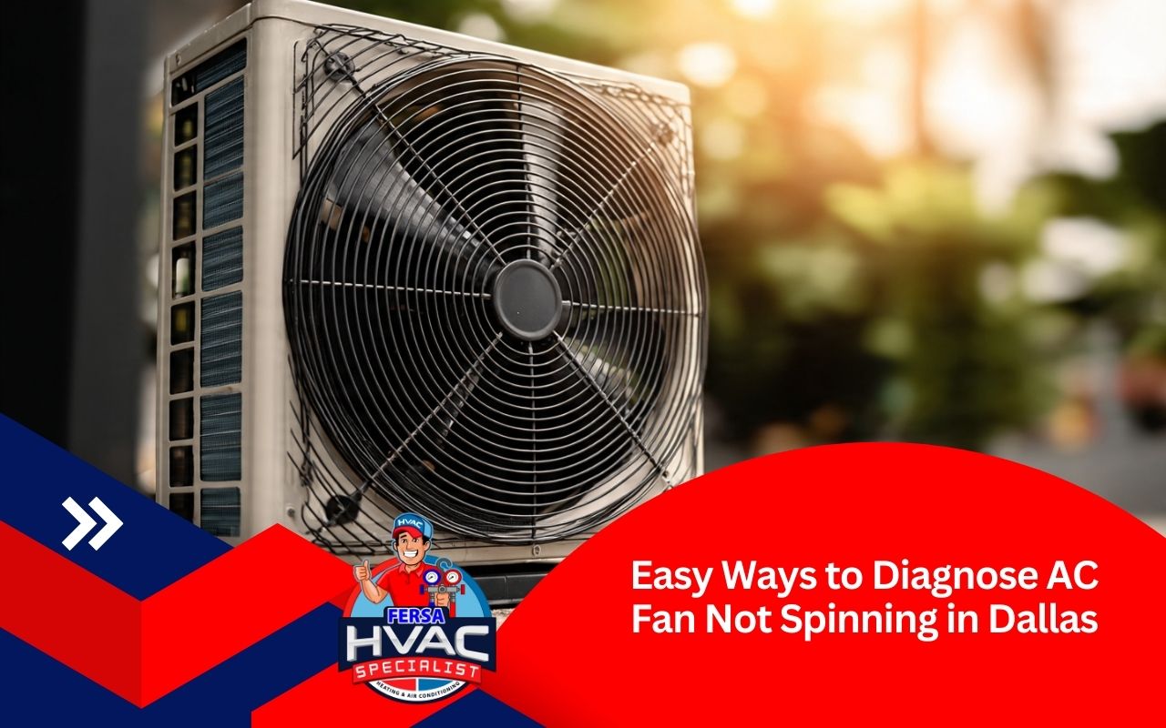AC fan not spinning in Dallas at an outdoor unit during summer heat