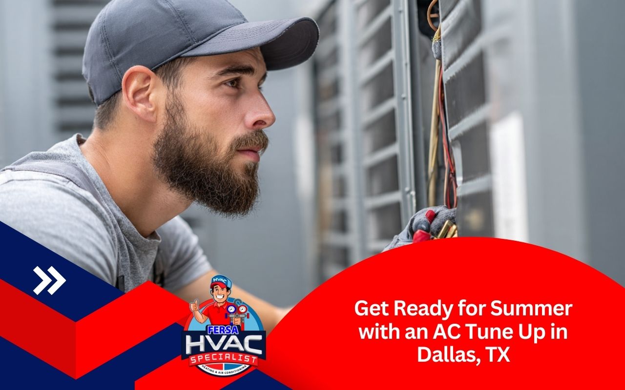 Technician performing an AC tune up in Dallas, TX before summer heat