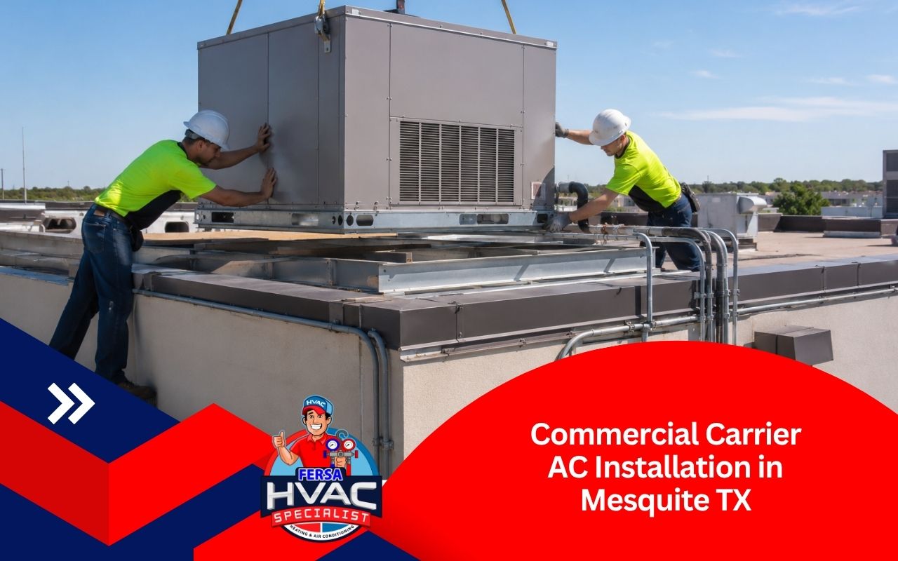 Technician completing carrier ac installation in Mesquite TX